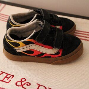 VANS Old Skool V - Toddler Black Flame/Gum Size 8